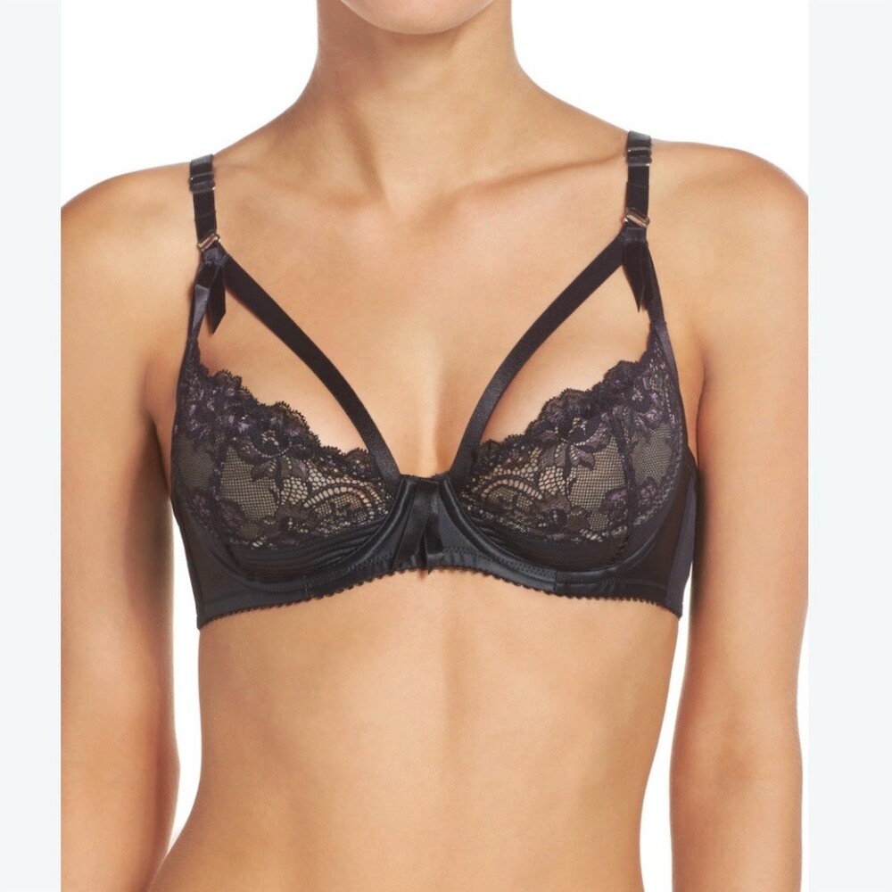Dita Von Teese Madame X Bra Womens Size 36DD Black Lace Underwire Balconette